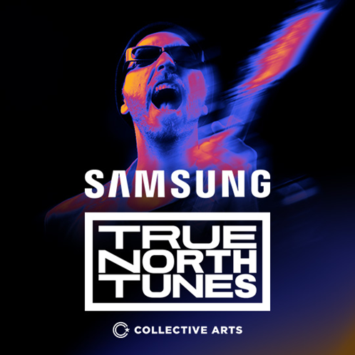 Samsung True North Tunes — campaign artwork with artist and Collective Arts branding.